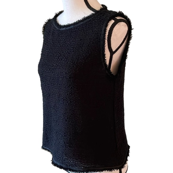 Max Studio Black Knit Raw Edge Sleeveless Top Size Small - Picture 4 of 8